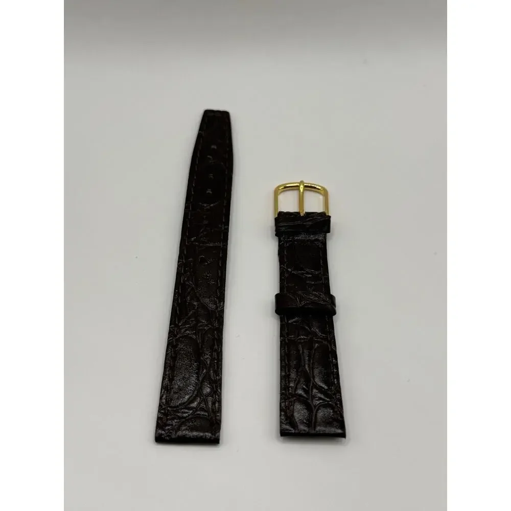 16mm KREISLER Alligator Calfskin Brown NOS Vintage Watch Band & Gold Buckle